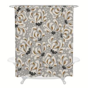Red Barrel Studio Bledian Floral Shower Curtain 70x84” Abstract Grey Iris Flower